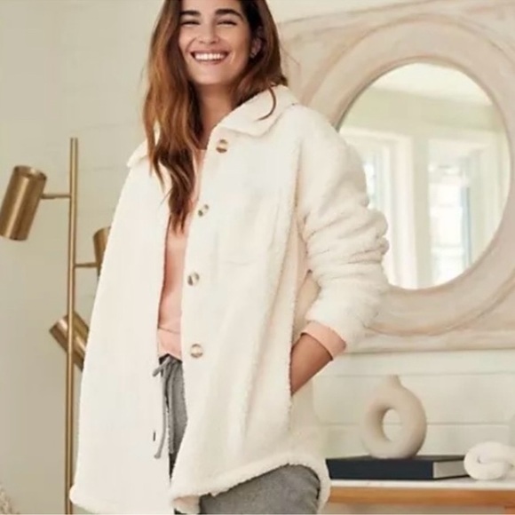 Koolaburra by UGG Women's Brushed Back Sherpa Cozy Shacket Ivory A504342, M - Picture 1 of 4